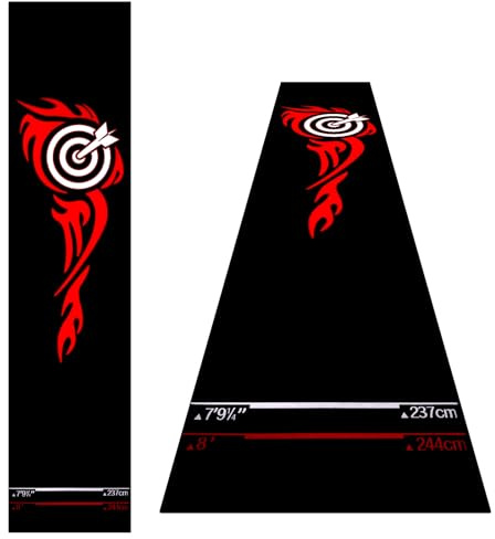 Thmins Dartmatte mit Oche-Linie für Dartboards, rutschfeste Bodenmatte mit Standard-Wurfweiten und schützender Oberfläche, Schwarz
