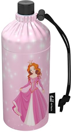 Emil Trinkflasche aus Glas für Mädchen & Jungen isolierte Glasflasche für Schule, Freizeit, Sport: Kinder & Eltern Prinzessinnen 0,4l