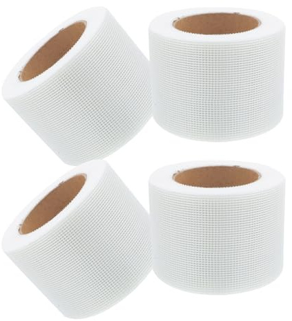 Angoily 4pcs Fiberglass Drywall Joint Tape Self-adhesive Mesh Webbing for Crack Repair and Wallboard Seam Reinforcement Sheetrock Patch Tape for Drywall Installation and Seam Strengthening