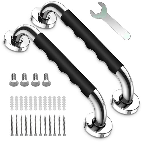 Haltegriffe für Senioren, 2 Stück Rutschfreier Haltegriff, 30cm Haltegriff | Dusche Edelstahl Dusche Badewannengriff mit Schraube für WC Bad für und Menschen mit Behinderung