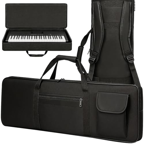 61 Key Keyboard Gig Bag, Portable Keyboard Case, 600D Oxford Piano Case with Padding, Front Storage Pocket & Dual Shoulder Straps (103x42x12cm）