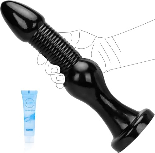 Plug Anal Long Géant de 37cm, Gode Noir épais avec Ventouse, Dilatateur Bouchon Anal Massif avec Gros Noeud, Masturbation Point G et Point P Grands Jouets Sexuels pour Hommes Femmes