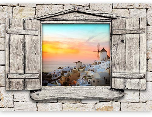murando - Carta da Parati Moderna Città di Mare Effetto Finestra 210x150 | ILLUSIONE OTTICA 3D, Poster da Parete Grande, Fotomurali in TNT, Soggiorno e Cameretta, Carte da Parati Moderne, Decori Muro
