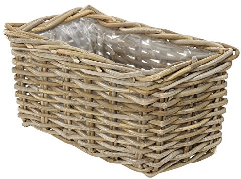 Dehner Rattan-Pflanzkasten, ca. 60 x 23 x 20 cm, Rattangeflecht, grau/braun