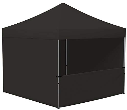 Vispronet Profi Faltpavillon/Faltzelt Basic 3x3 m, Schwarz, 4 Wände/Davon 1 Halbhohe Zeltwand, Stahl-Scherengitter, faltbar (weitere Farben & Größen)