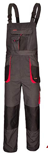 ART.MAS Arbeitshose Latzhose Classic – Robuste Arbeitslatzhose aus Polyester/Baumwolle (270 g/m²), 10 Taschen, Kniepolstertaschen, Graphit Orange