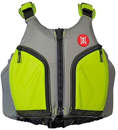 Perception Kayaks Hi-Fi Kayaking Life Jacket | Easy Access Zippered Pockets | USCG Approved PFD - UL Type 3 | Paddle Sports Life Vest | Medium - Large, Green/Grey