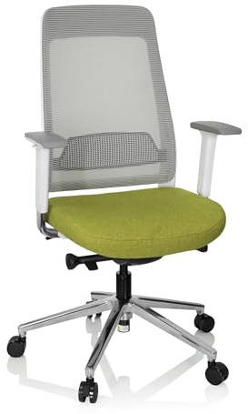 hjh OFFICE 790002 Profi Bürostuhl CHIARO T2 Stoff Grün/Grau ergonomischer Drehstuhl, Sitzhöhe & -Tiefe verstellbar, Netzrücken