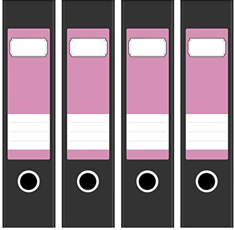 Ordneretiketten | 4 Aufkleber für breite Akten-Ordner | Farbe Hell-Rosa 2 | selbstklebende Design Akten-Etiketten | Deko Sticker für Rückenschilder Ordnerrücken | zum Beschreiben