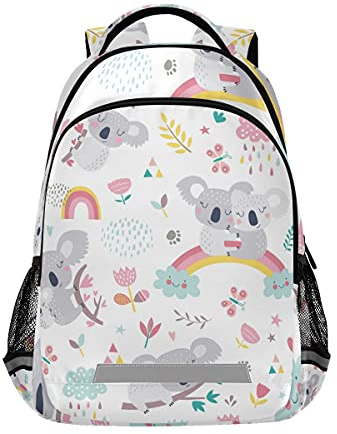Mnsruu Niedlicher Koala-Schulranzen für Jungen und Mädchen, Grundschüler, niedlicher Dschungel-Koala-Kinderrucksack für Kinder, Kindergarten mit Brustclip
