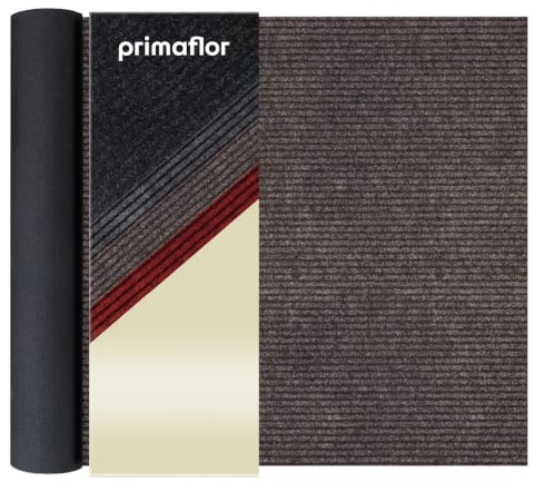 Primaflor Schmutzfangläufer Gin | 80 x 150 cm | Braun meliert | Meterware | Gerippte Schmutzfangmatte, Fußmatte, Fußabtreter und Eingangsmatte aus 100 % Polypropylen mit Gelrücken, 6 mm, leicht kürzbar