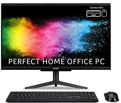 Acer Aspire C24-1600 All-in-One PC - (Intel Pentium N6005, 8GB, 256GB SSD, 23.8 inch Full HD Display, USB Keyboard and Mouse, Windows 11, Black)