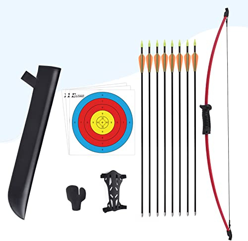 ELONG OUTDOOR Take-Down Bow Recurve Arc et flèche Ensemble de tir à l'arc en Plein air Formation débutant Comprend flèches, Armguard, Quiver, Visage Cible, Onglet de Doigt