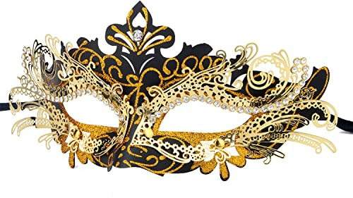 Hoshin Maskerade Maske, Karneval Dekorationen Venezianische Masken für Frauen (Schwarz mit goldener Linie)