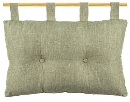 Caritex Cuscino Testata Letto Con Passanti a Strappo, Cuscino Testiera Letto Imbottito Con Fiocco di Poliestere, Montaggio Rapido, con Bottoni Decorativi 45x70 cm Modello Bea S809 (Verde Lichene)