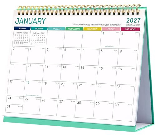2026-2027 Desk Calendar - Calendar 2026-2027, Jul. 2026 - Dec. 2027, 9.8 x 8.3, Standing Flip 26-27 Desktop Calendar, Desk Calendar 26-27 18 month with Julian Date - White
