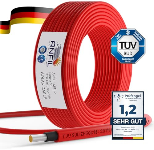 ANFIL® 30m Solarkabel 4mm² [TÜV SÜD geprüft & UV-beständig] – PV Kabel 4mm² für Solaranlagen (Erdverlegbar & wasserdicht) - Solar Verlängerungskabel für Solarpanel, Wechselrichter & Laderegler
