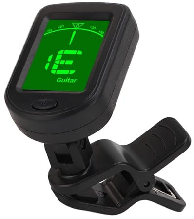Agatige Universal Clip-on Gitarren Stimmgerät, Tragbares Tuner Verstellbares Gitarrenkapodaster Anklipsen Stimmgerät Digital Stimmer für Violine Banjo Bass Mandoline Ukulele