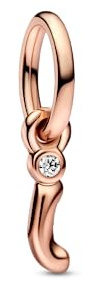 PANDORA Buchstabe i Handschrift Charm-Anhänger aus Sterlingsilber mit Zirkonia in der Farbe Roségold, Kompatibel mit PANDORA Moments Armbänder, 782473C01
