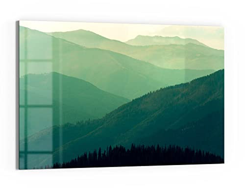 DEQORI Glas-Magnettafel | 90x60 cm groß | Motiv Bewaldete Hänge | Memo-Board aus Glas | Magnetboard inkl. Magnete, Stift & Tuch für Küche & Büro | Tafel magnetisch & beschreibbar