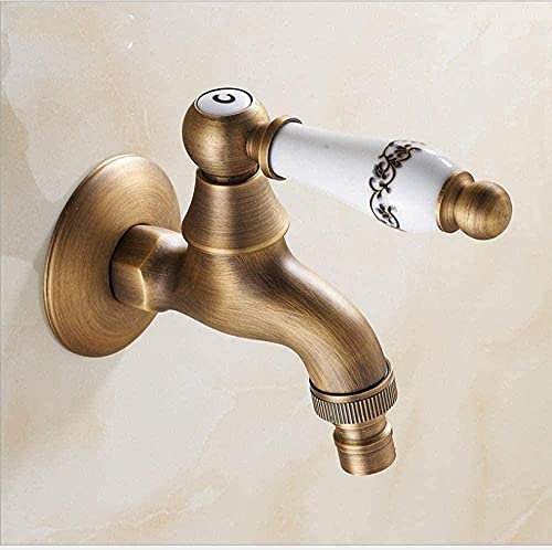 Wasserhähne Antik Messing Wasserhahn Waschmaschine Wand Garten Wasserhahn Kleiner Kaltwasserhahn Hebel Keramik Wäsche Mop Waschbecken Wasserhahn decorate