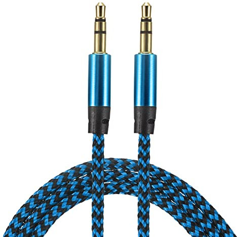 sourcing map Auxiliar Cable 3,5mm Macho a Macho Nylon Trenzado 3 Pies Auxiliar Cable Azul para Auriculares, Inteligentes Teléfonos, Casa/Coche Estéreo, Altavoces, Computadoras