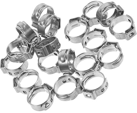 TEHAUX Stainless Steel Tube Clips 20pcs Cinch Clamps Garden Ground Tube Pex a Fittings Clamp Tools