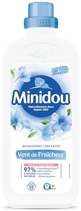Minidou - Assouplissant Linge Vent de Fraîcheur | Élimine Résidus de Détergent & Réduit les Froissements | Tous Textiles | 1L - 50 Lavages