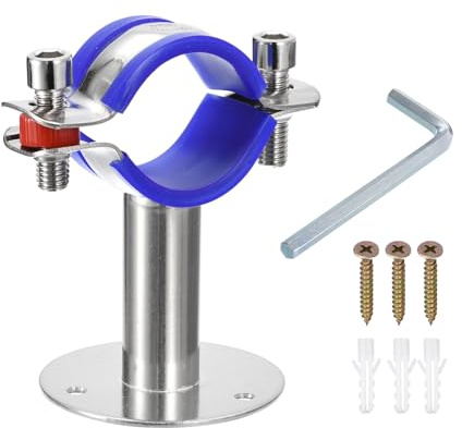sourcing map Stainless Steel Pipe Supports Wall Mount Ceiling Mount Pipe Bracket Adjustable Clamp Pipe Straps with Screws Fit for Dia 38-40mm Pipe Tube