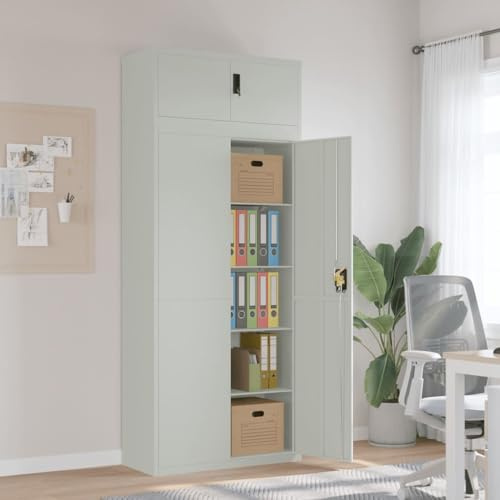 Festnight Aktenschrank Metall abschließbar Schrank abschließbar Büroschrank blechschrank aktenschrank klein metallschrank klein StahlHellgrau 90 x 40 x 220 cm
