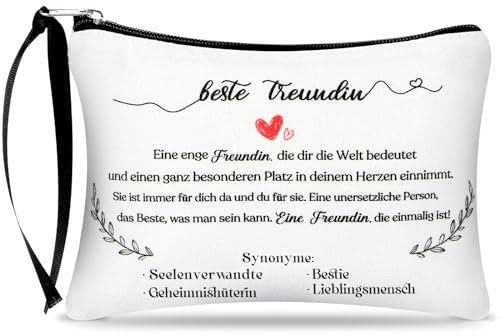 Hestya Beste Freundin Geschenke Kosmetiktasche Kleine Tragbarer Kulturbeutel Make Up Tasche mit Reißverschluss Kulturtasche Freundschaftsgeschenke Geburtstagsgeschenk Schminktasche für Schwester