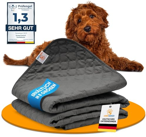 SympaTierisch wasserdichte Hundedecke - Robuste Hundematte als Schutz für Sofa & Bett - rutschfeste Hundedecke auch für große Hunde geeignet - in der Waschmaschine waschbar - 220 x 220 cm - grau