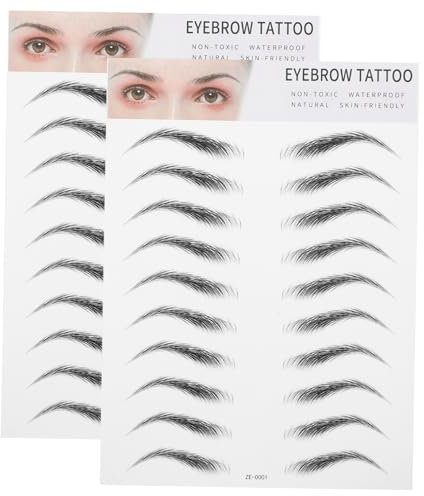 MAGICLULU Temporäre Augenbrauen Tattoo Aufkleber 2 Stück Schwarze Künstliche Augenbrauen Transfer Aufkleber Für Frauen Abziehbar Und Hautfreundlich