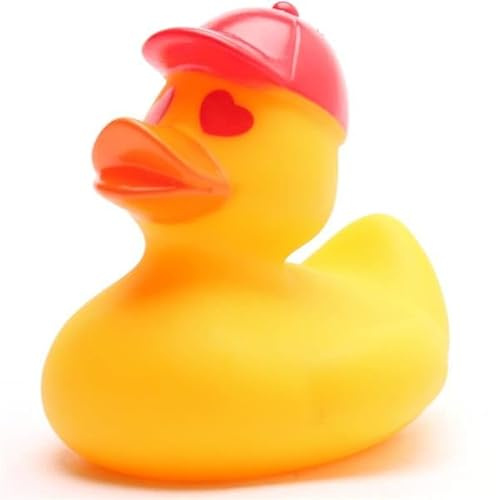 Duckshop I Love it Badeente - inkl. Quietscheentchen-Schlüsselanhänger im Set I L9cm I Quietscheente I Geschenk für Glück I Geschenk für Liebe