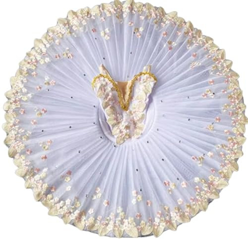 EFLALYHG Professionelles Ballett-Tutu für Mädchen, Kinder, Ballerina-Party, Ballett-Tanzkostüme Mädchen-Platter-Pfannkuchen-Tutu Ballett-Schwanensee-Tutu-Kostüme für Auftritte,A3,100