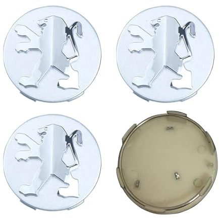 4 Stück Nabendeckel für Peugeot 60mm Radnabendeckel Felgendeckel Felgenkappen Nabenkappen Wheel Caps Radnabenabdeckung, Silber