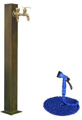 GMBAYUE Standbrunnen Garten mit Wasserhahn, Wasserzapfsäule Garten, Wassersäule Aus Edelstahl für Den Garten, Bewässerung/Waschen im Hinterhof(65cm(25.6in))
