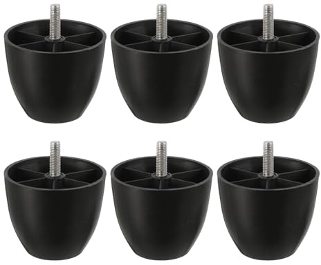sourcing map 6 Pcs M10 x 2.4 x 2.8 Inch Furniture Legs, Plastic Sofa Couch Legs Tapered Replacement Legs Tapered Feet for Chair Sofa Dresser Cabinets Bed, Black