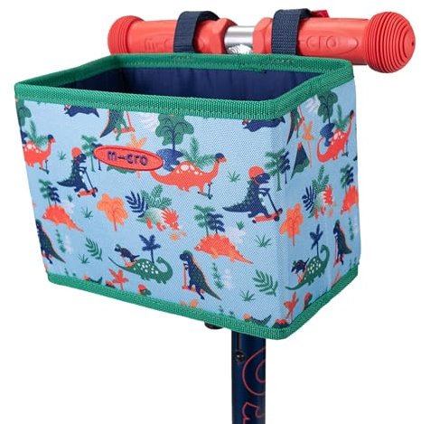 Micro Scooters | Folding Eco Flower Basket | Bike/Scooter Accessories For Kids | Large Front Basket | Waterproof | Dino