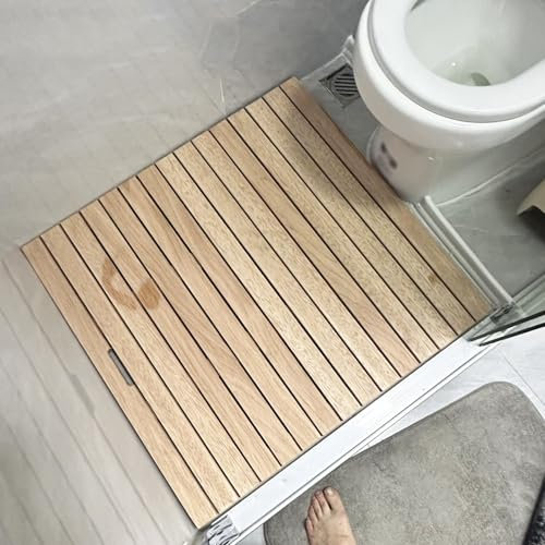 Badematte Holz Badezimmermatte aus Natürlichem Zedernholz, Rutschfeste und Wasserdichte Duschbodenmatte für den Außenbereich, Duschmatte aus Holz, Große Badewannenmatte/Badezubehör(60cmx90cm(23.6inx35