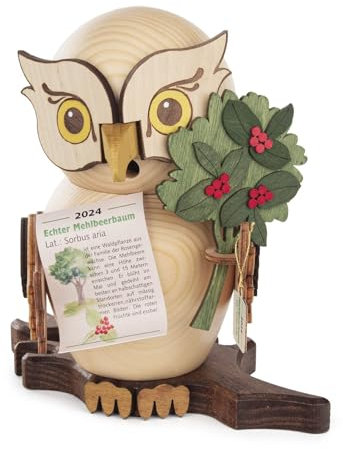 Rudolphs Schatzkiste Räucherfigur Eule Jahresfigur 2024 mit Mehlbeere BxHxT 16x15,5x12,5cm NEU Uhu Kuckuck Räuchermann Rauchmann Rauchfigur