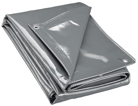 Wiltec Lona Impermeable Gris 3 x 4 m con Ojales de Acero Inoxidable, 650 g/m² Resistente a los Rayos UV, Moho y desgarro, poliéster con Revestimiento de PVC y Bordes Reforzados, Ideal para Exteriores