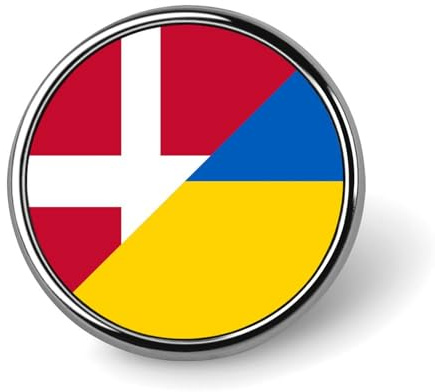Flagge von Dänemark und der Ukraine, runde Revers-Krawattennadeln, lustige Brosche, Anstecknadel, Abzeichen, Hut, Kleidung, Accessoires für Männer und Frauen