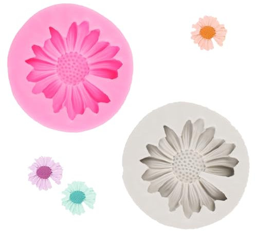 Moule Bougie Forme de Marguerite Moules en Silicone avec Trou 3D DIY Bougie Verser Moules pour Décoration de Gâteaux Bonbons Pâte à Sucre