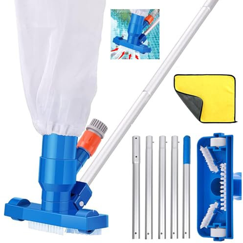 Aspirapolvere Per Piscina, Pulitore a Getto Portatile Per Piscina Con Asta in Alluminio Retrattile 180cm,Per Piscine, Piscine Gonfiabili, Laghetti, Fontane