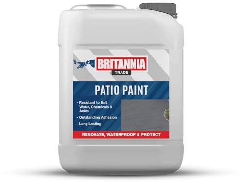 AQUASHIELD Britannia Paints Patio Paint - Revives and Transforms Patios and Outdoor Spaces - Exterior Floor Paint for Concrete, Stone, Slabs, Paving and Patios (White, 2.5 Liters)