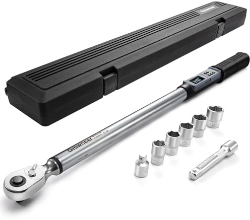 GROWNEER Digitaler Drehmomentschlüssel, 12.5-250.7 Ft-lbs/17-340 nm, 1/2 Drive Inch Pound, Elektronischer Drehmomentschlüssel Satz mit Summer & Bunte LED Anzeige, Fahrrad Motor Auto Auto Reparatur