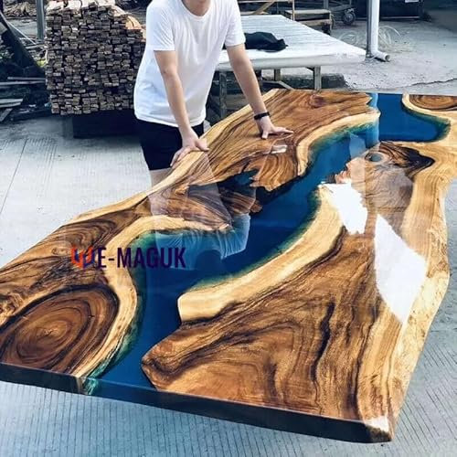 Handgefertigte Französisch Ahorn Epoxy Esstisch mit Harz Holz Top Wohnzimmer Couchtisch 100 x 60 x 3 cm oben und 80 x 45 x 45 cm Beinrahmen