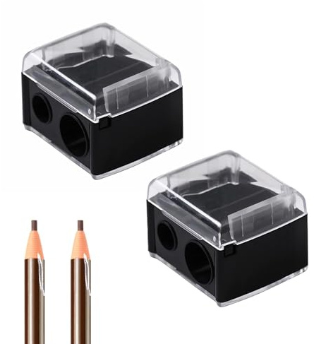 2Stück Pencil Sharpener,Spitzer für Kajalstifte,Doppelloch-Bleistiftspitzer | Anspitzer Faber-Castell,Geeignet für Den Handlich für Unterwegs,Augenbrauenstift Lipliner Eyeliner Bleistift