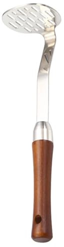 Potato Masher, 304 Stainless Steel Avocado Masher with Wooden Handle Heavy Duty Mashed Patatoes Tool for Avocado, Beans, Meat, Vegetables